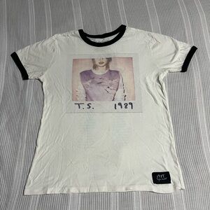 Taylor Swift White Tee with Black Trim
